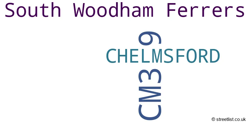A word cloud for the CM3 9 postcode